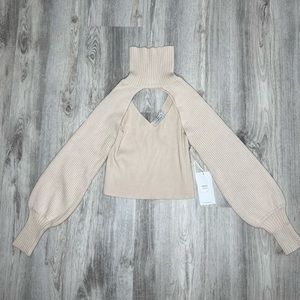 Two piece sweater turtle neck crop top